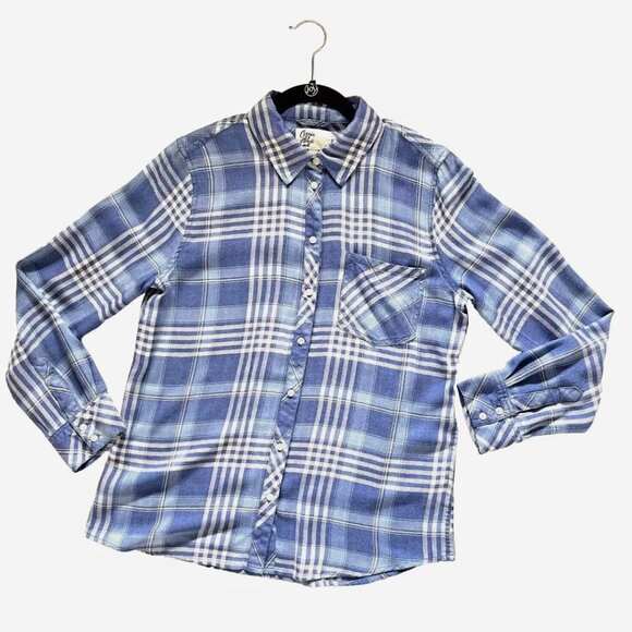 Cosmic Blue Love Women’s Blue and White Plaid Button-Up Shirt – Size S - Picture 3 of 8